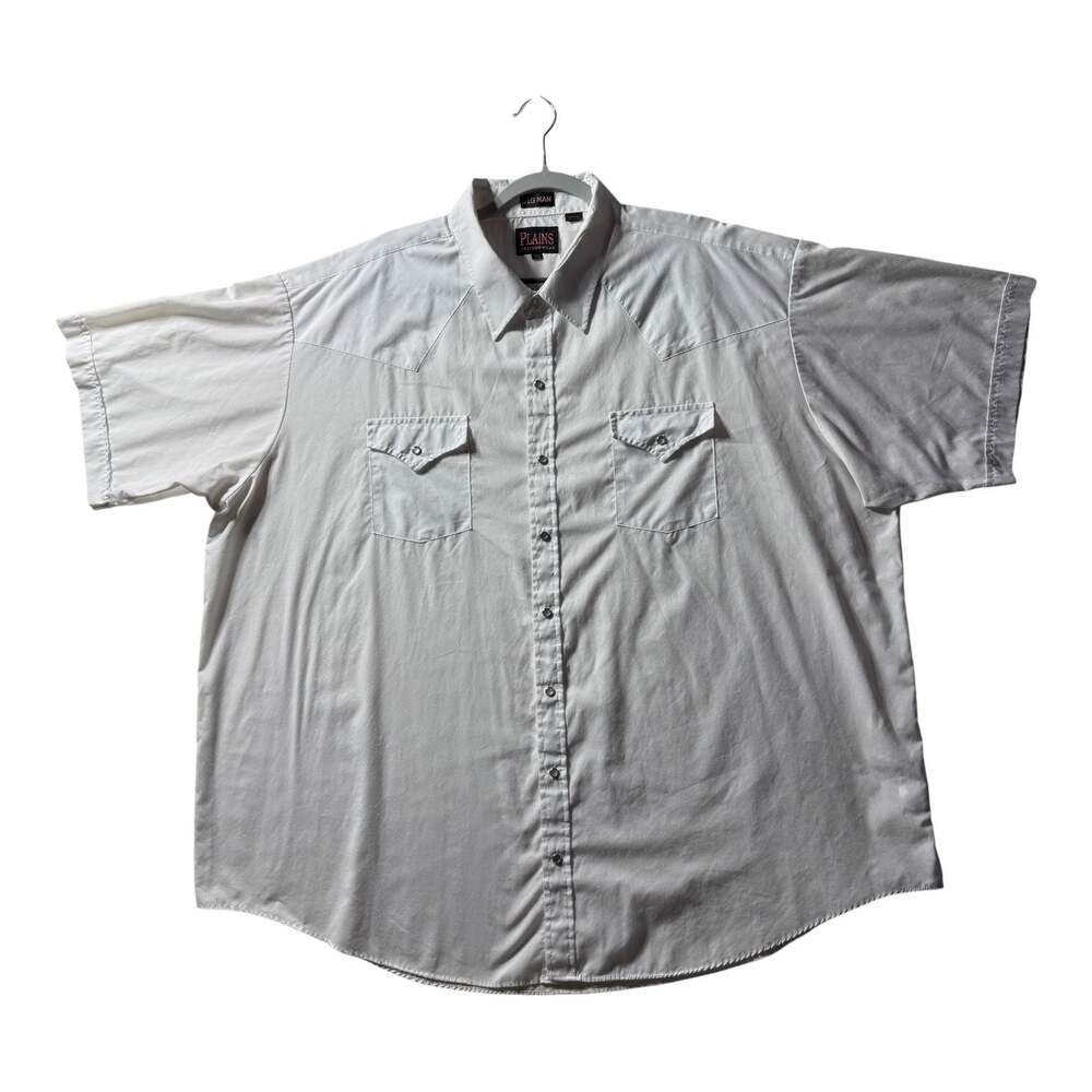 Plains Western Wear Big Man White Short Sleeve Pearl Snap Western Shirt